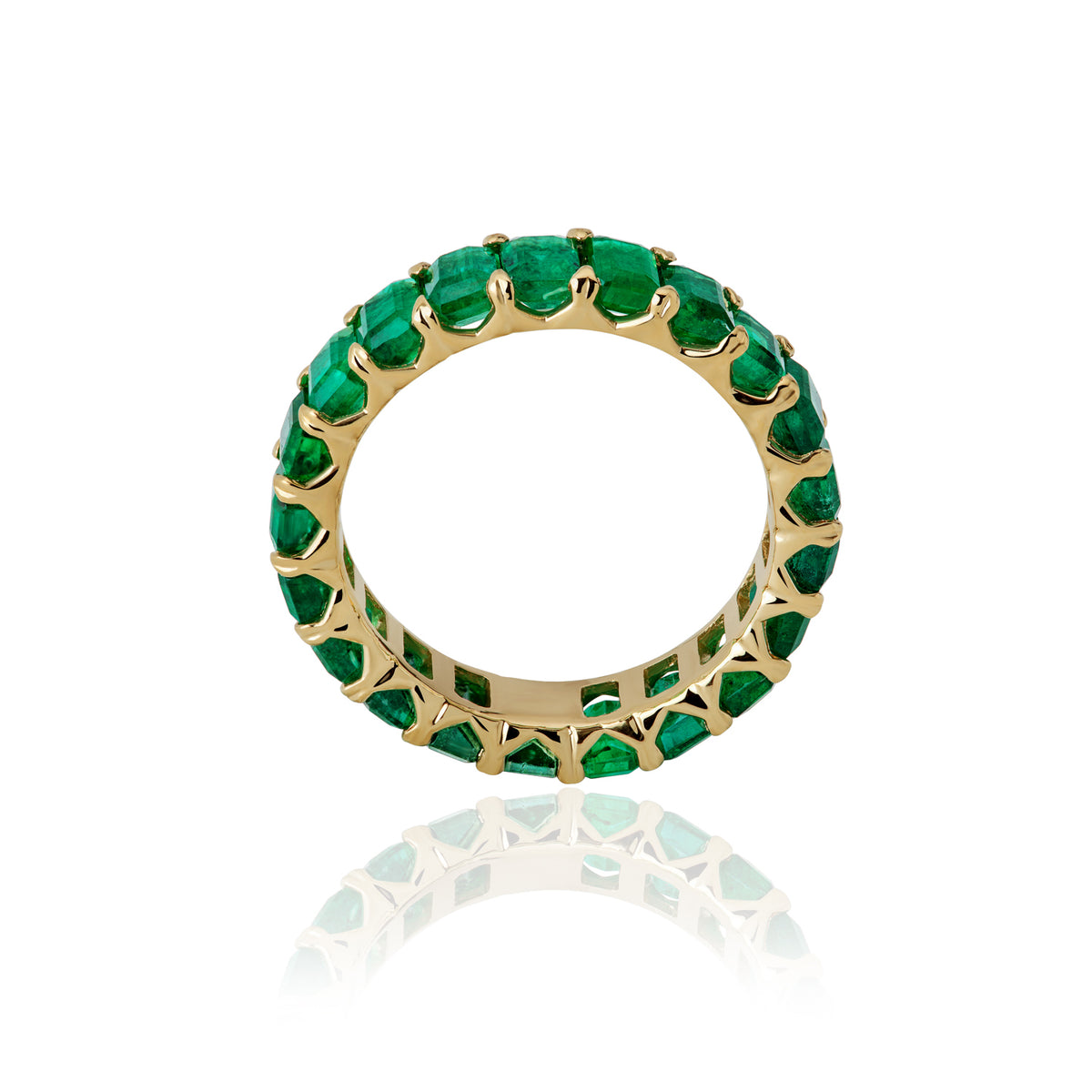 Emerald Eternity Band — Yellow Gold — LTJ-RNG-001