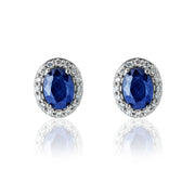 Sapphire Stud Earrings — White Gold — LTJ-EAR-013