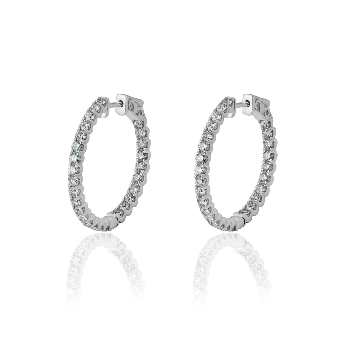 Medium Hoop Earrings — White Gold — 10464SMFV