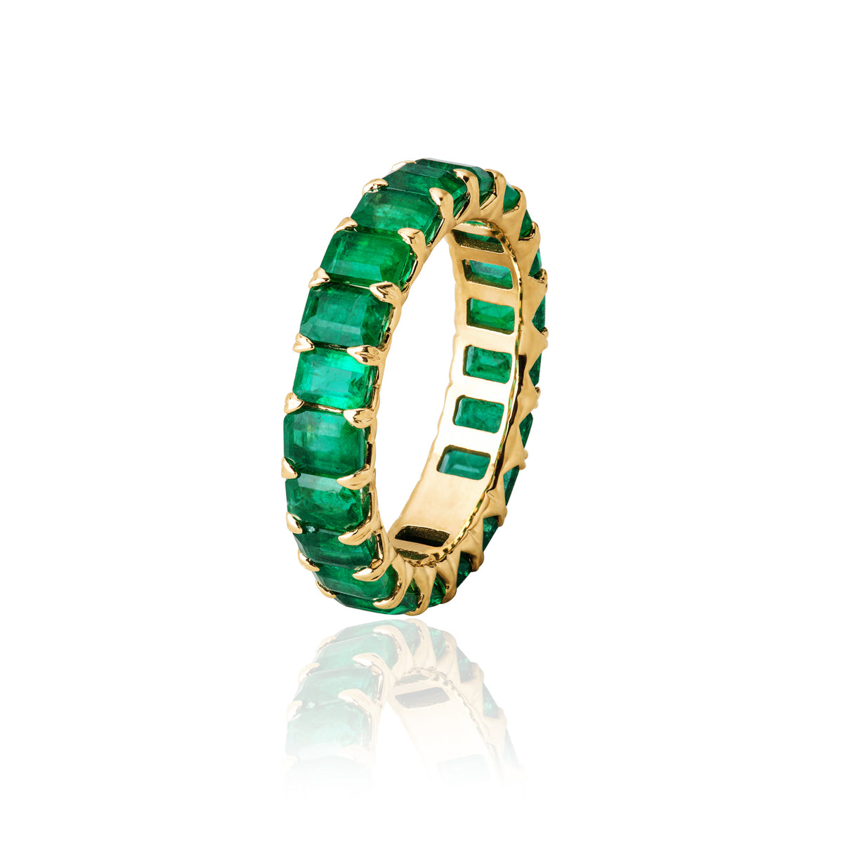 Emerald Eternity Band — Yellow Gold — LTJ-RNG-001