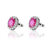Ruby Stud Earrings — White Gold — LTJ-EAR-014