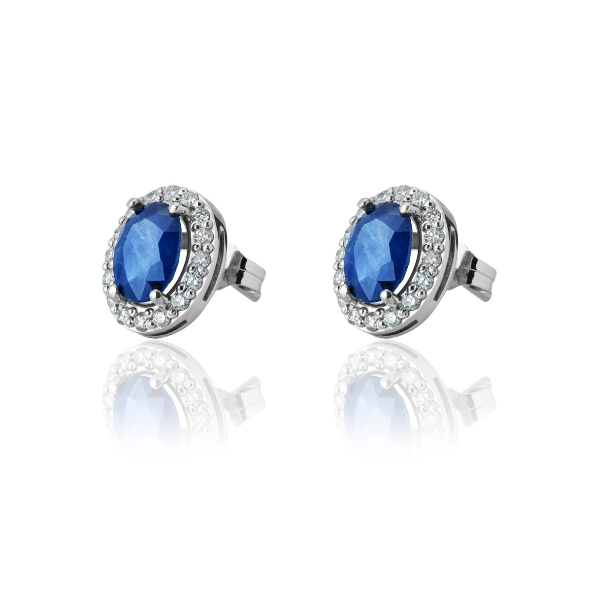 Sapphire Stud Earrings — White Gold — LTJ-EAR-013
