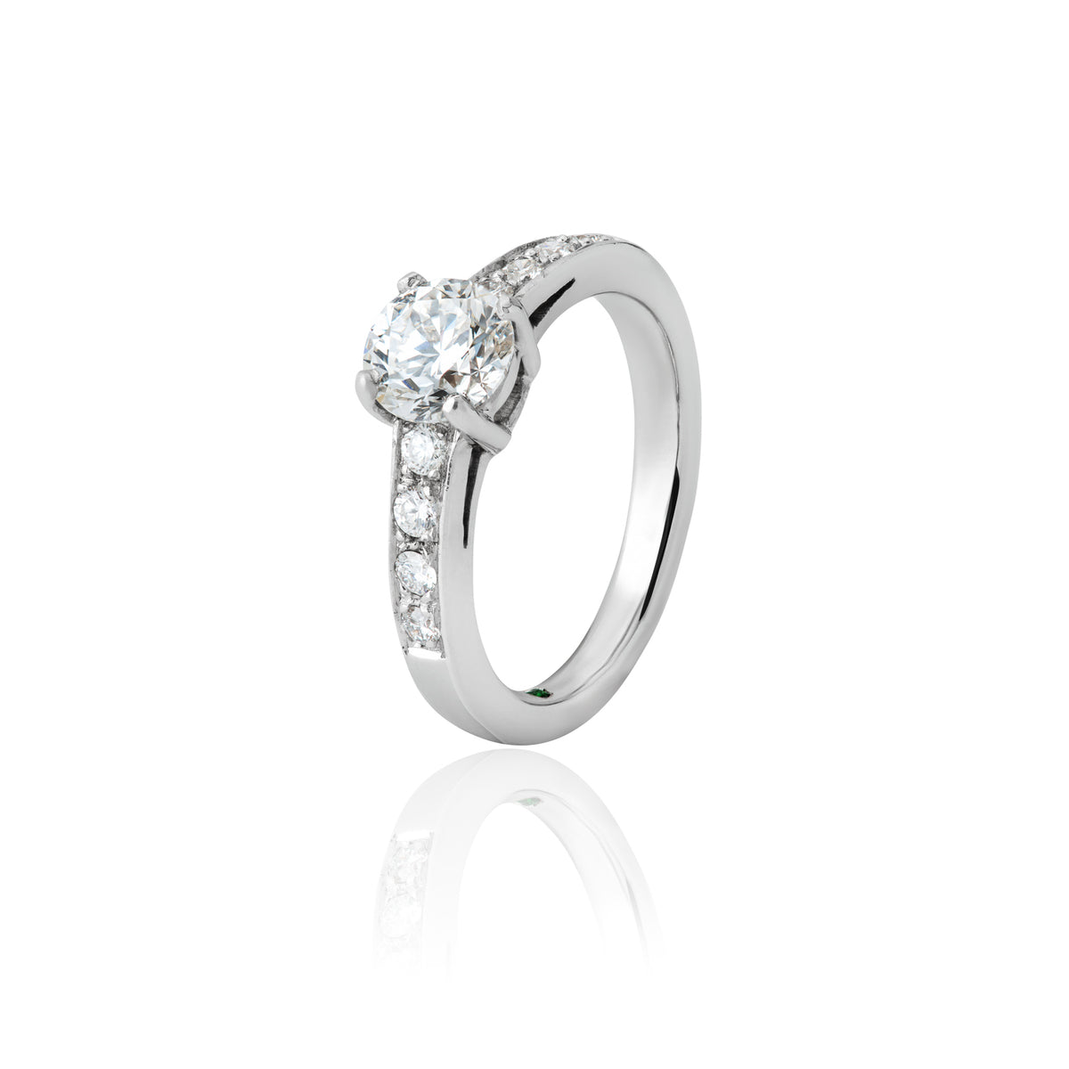 Diamond Solitaire Ring with Pavé  Band
