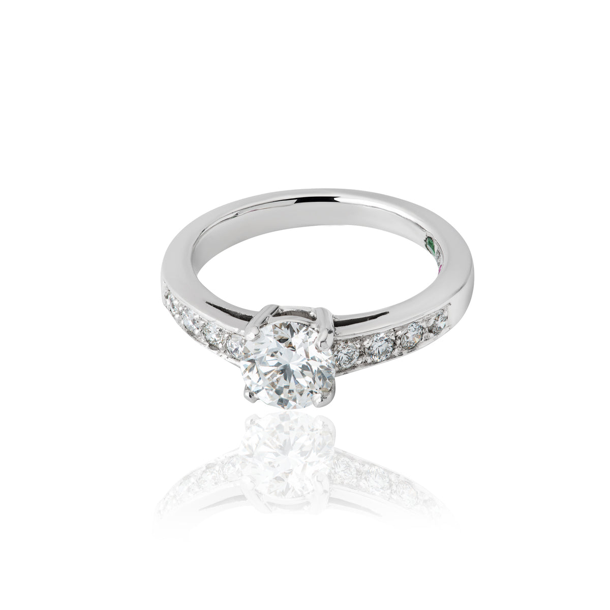 Diamond Solitaire Ring with Pavé  Band