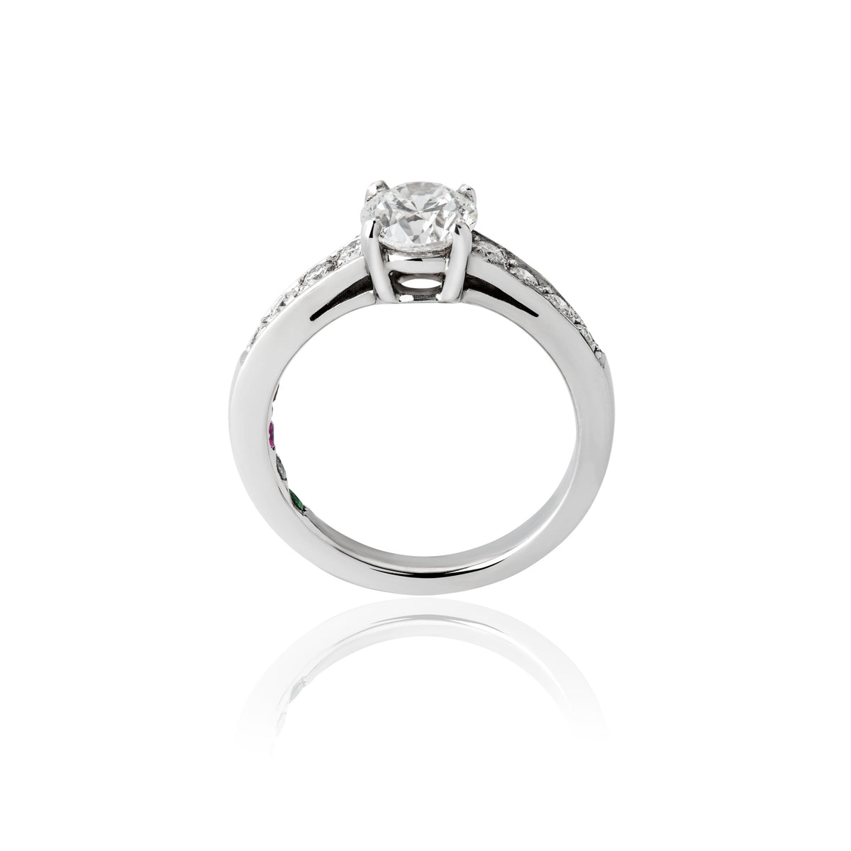 Diamond Solitaire Ring with Pavé  Band