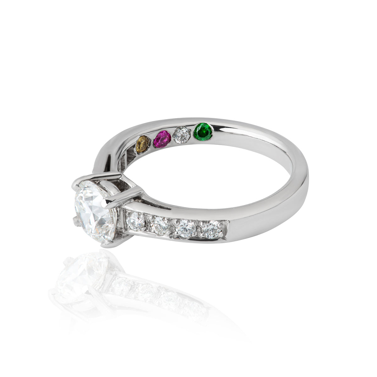 Diamond Solitaire Ring with Pavé  Band