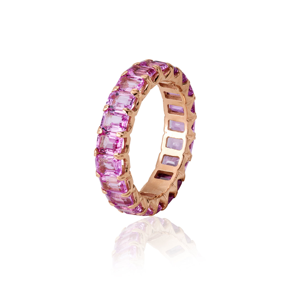 Rose Gold Pink Sapphire Eternity Band