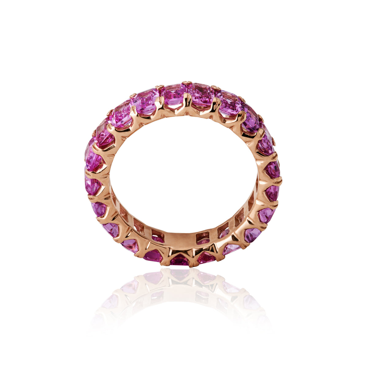 Rose Gold Pink Sapphire Eternity Band