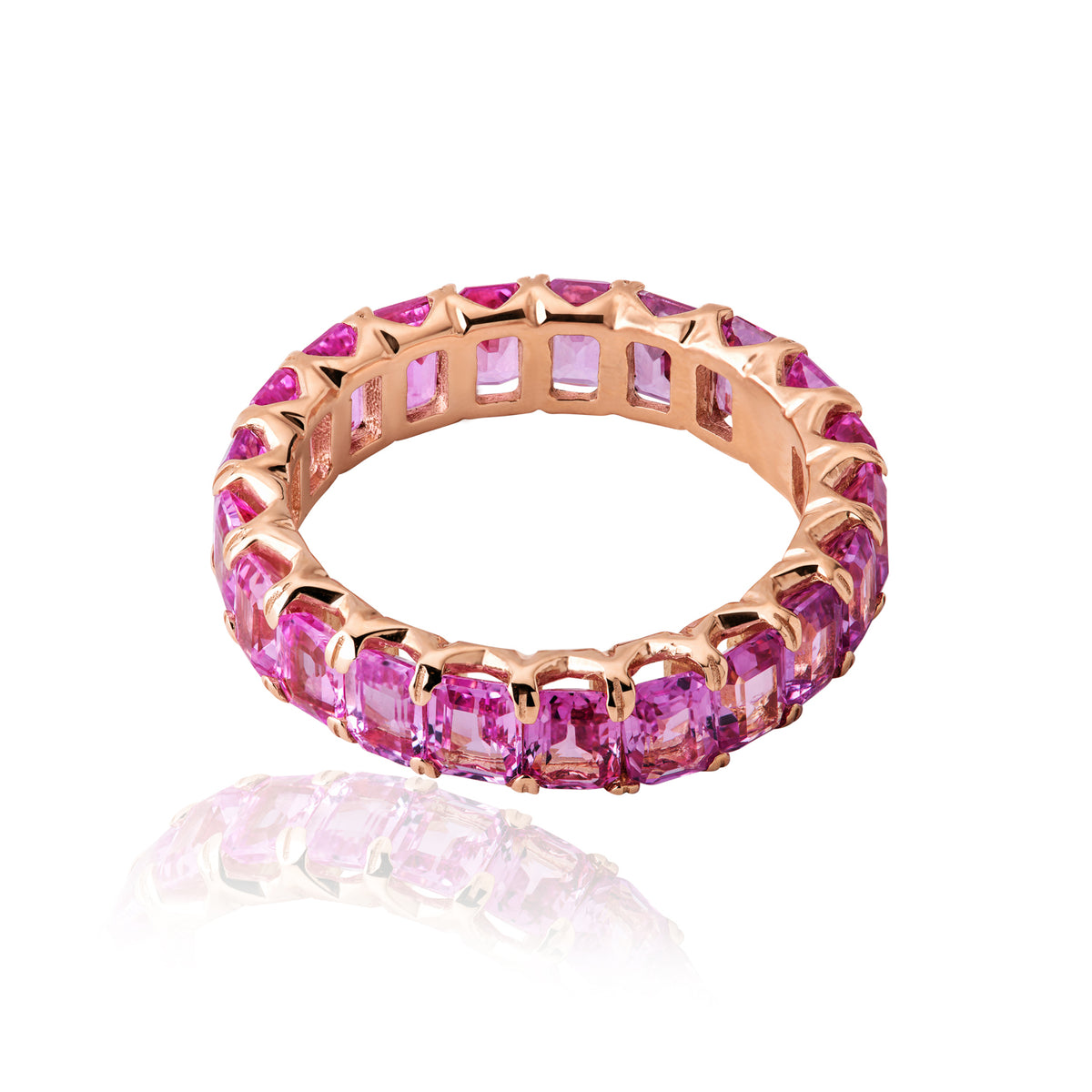 Rose Gold Pink Sapphire Eternity Band