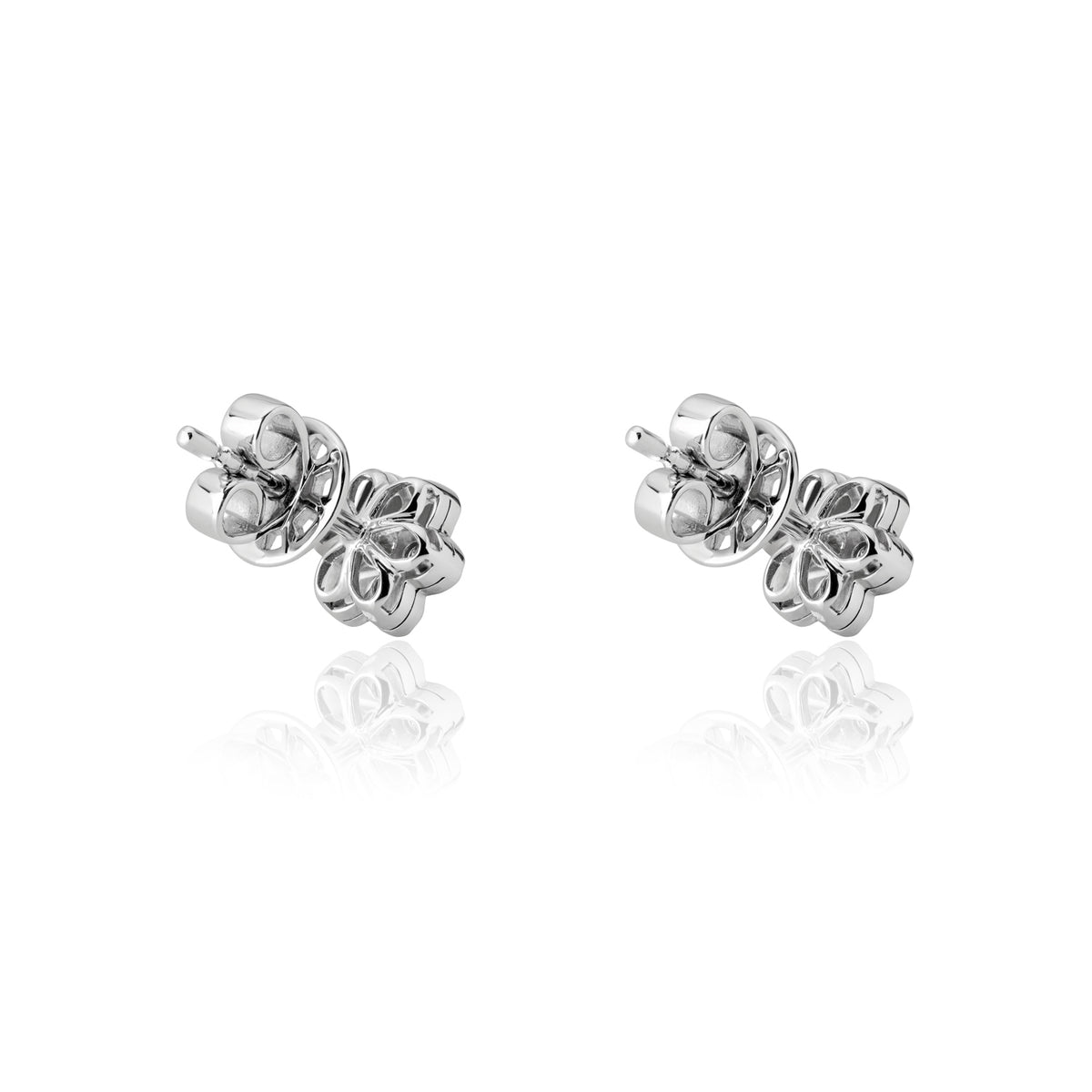 White Gold Flower-Shaped Earrings