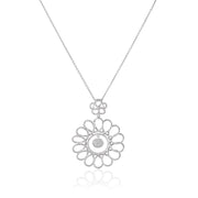 14k White Gold Sunflower Pendant Necklace