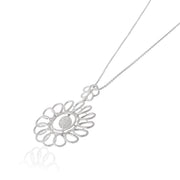 14k White Gold Sunflower Pendant Necklace