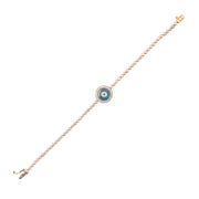 Diamond  Bracelet with Blue Eye Stone Accent in Rose Gold